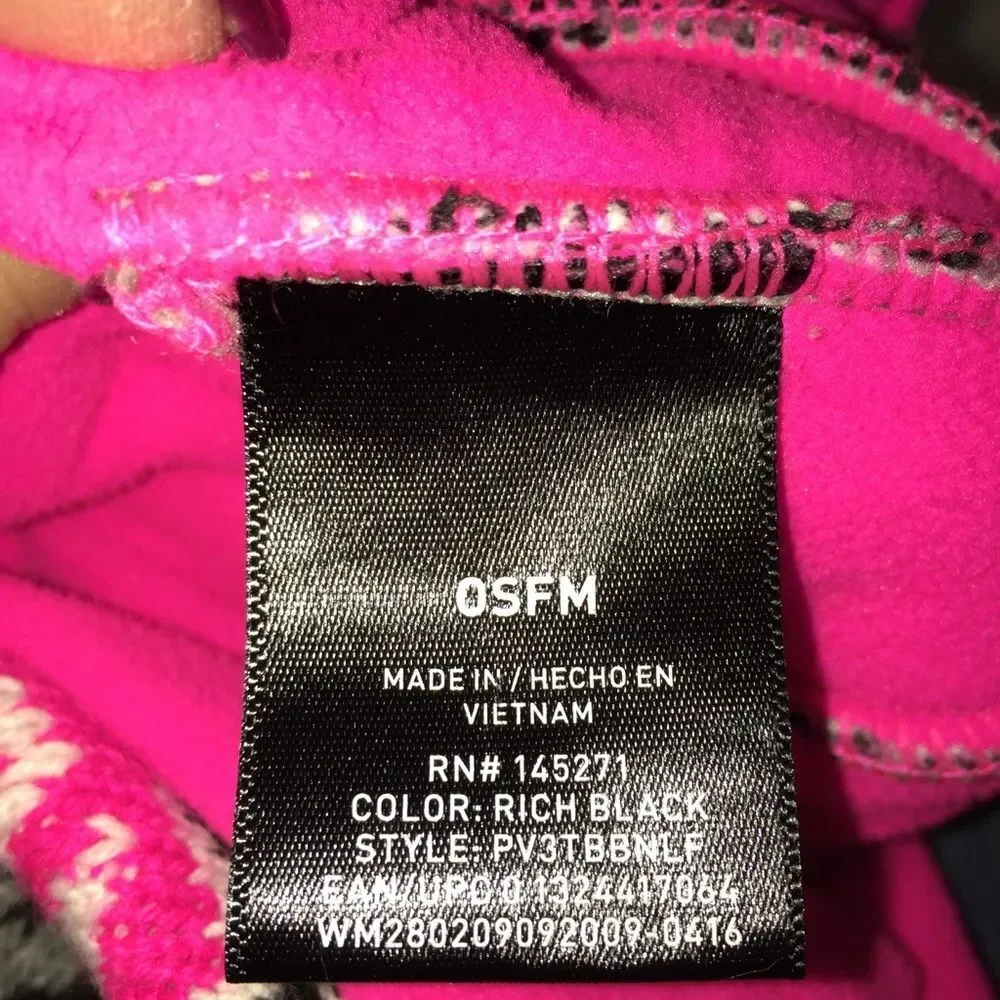 4/$20 Swiss Tech Knit Hat Ear Flaps Hot Pink Black One Size Fits Most